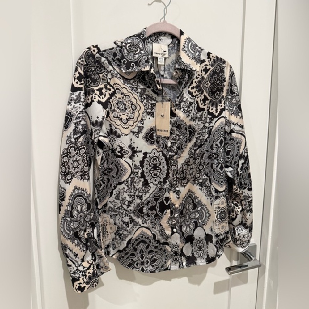 Industry Republic Women's Black and White Button Down Shirt XS